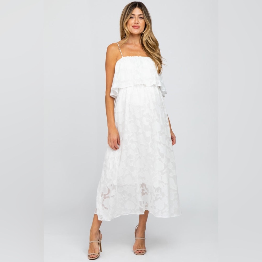 PinkBlush flora sheer overlay midi dress nwot